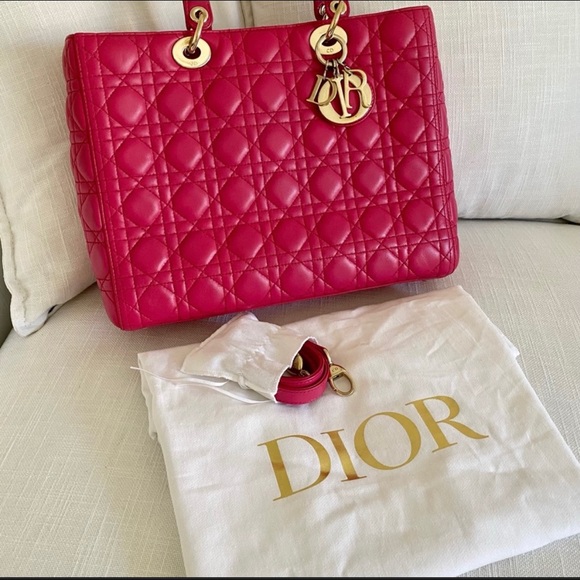 SOLD!Christian Dior Large Lady Dior Bag w/ Strap - Picture 11 of 12